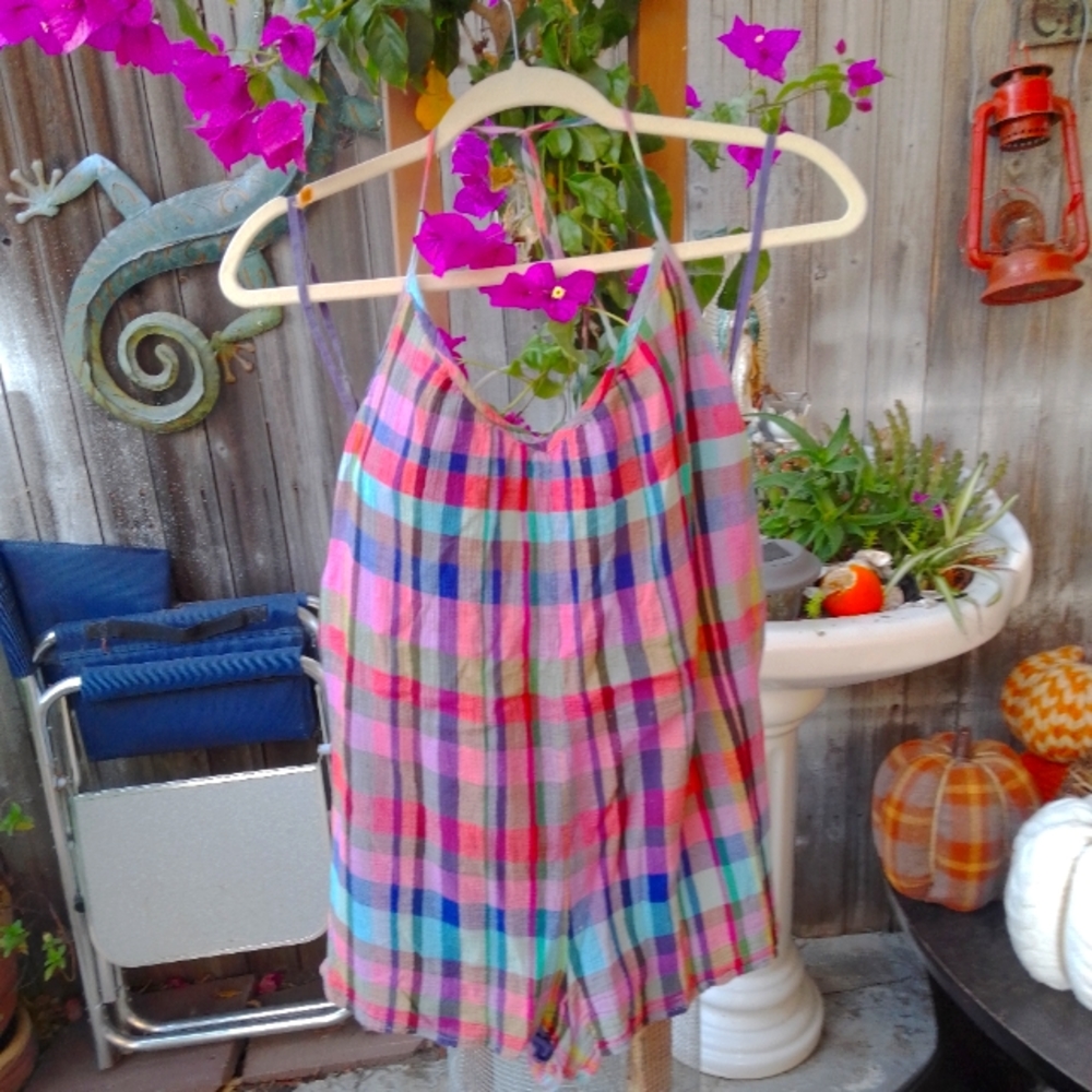 Plaid purple romper
